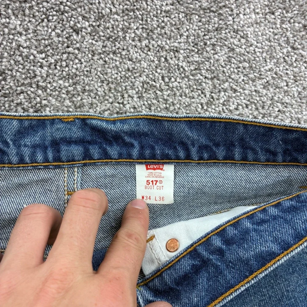 Vintage Levi's 517 Jeans Mens 34x36 Blue Cotton Boot Cut Denim USA Made